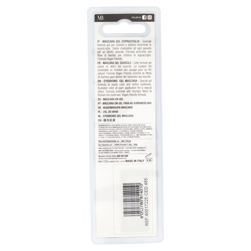 Miss Broadway Easy Brow Mascara Gel Sopracciglia Colora, Fissa e Definisce Medium Brown n.01